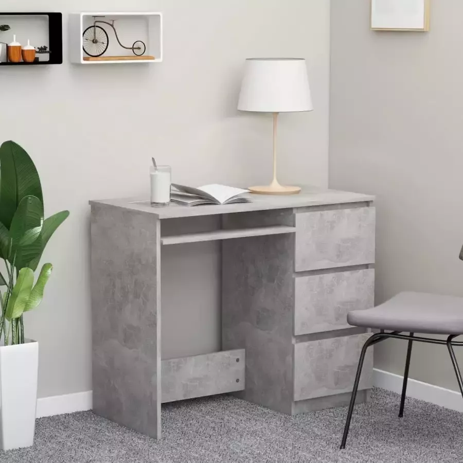 VidaXL Bureau 90x45x76 cm spaanplaat betongrijs