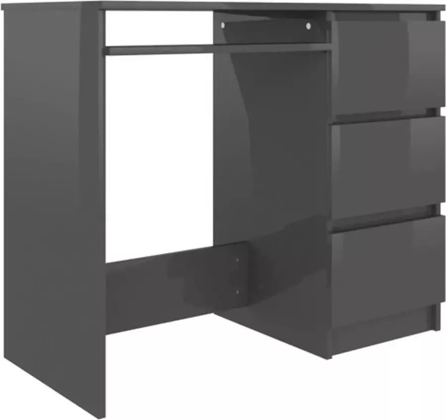 VidaXL Bureau 90x45x76 cm spaanplaat hoogglans grijs - Foto 4