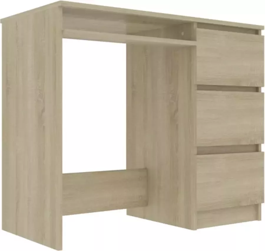 VidaXL -Bureau-90x45x76-cm-bewerkt-hout-sonoma-eikenkleurig - Foto 4