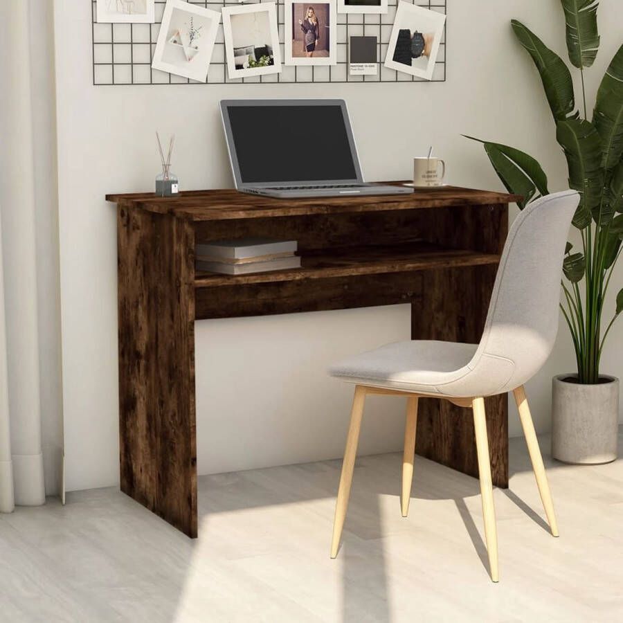 VidaXL -Bureau-90x50x74-cm-bewerkt-hout-gerookt-eikenkleurig - Foto 1