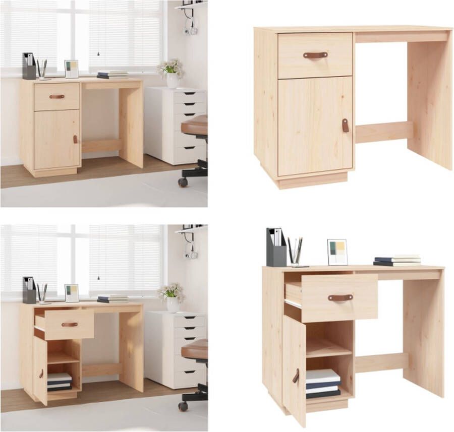 VidaXL Bureau 95x50x75 cm massief grenenhout Bureau Bureaus Houten Bureau Schrijftafel
