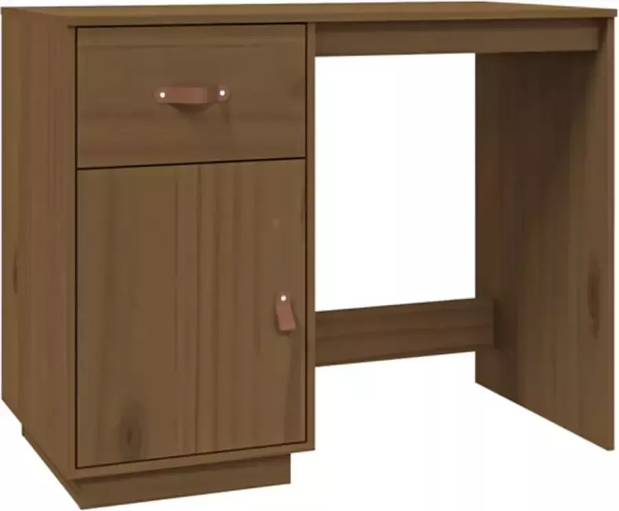 VidaXL -Bureau-95x50x75-cm-massief-grenenhout-honingbruin - Foto 4