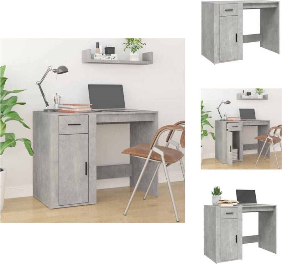 VidaXL Bureau Betongrijs 100x49x75cm Duurzaam materiaal Voldoende opbergruimte Bureau