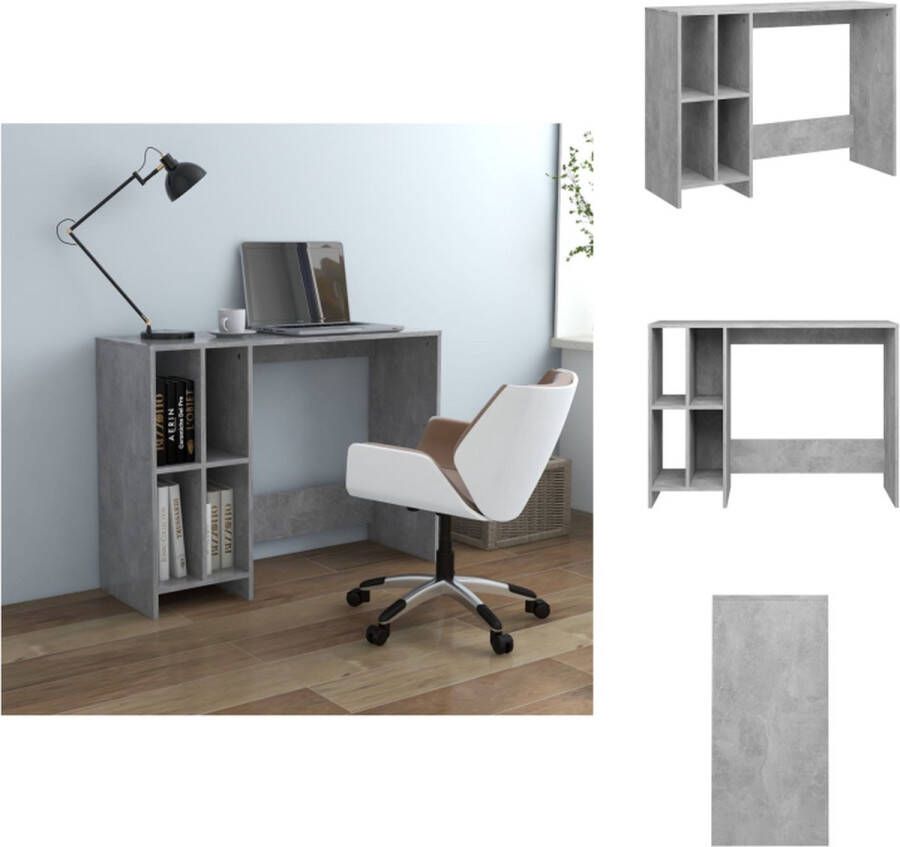 VidaXL Bureau Bureaus Tafel Tafels Bureau 102 5x35x75 cm bewerkt hout betongrijs