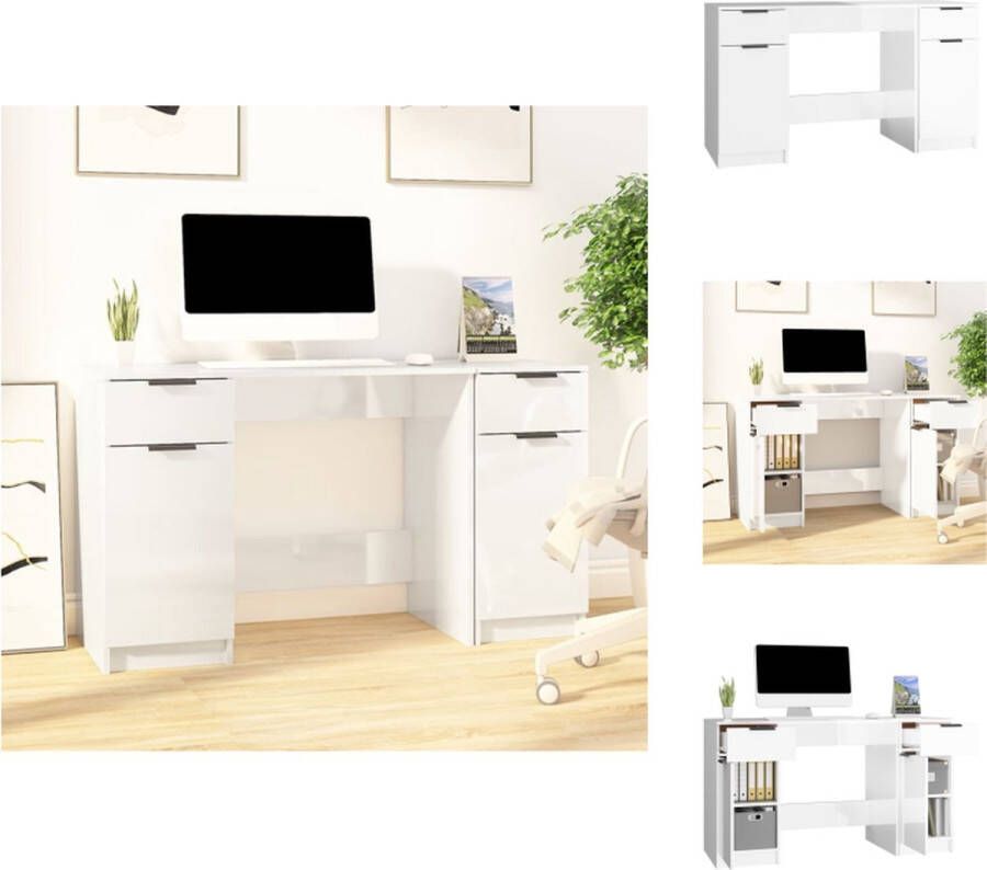 VidaXL Bureau Bijzetkast 100x50x75cm Hoogglans wit Bureau