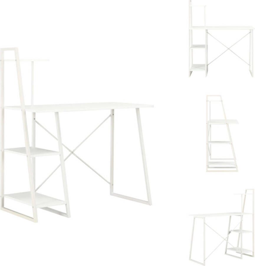 VidaXL Bureau Bureaus Bureau Met Schappen Bureaus Met Schappen Bureau met schappen 102x50x117 cm wit - Foto 2