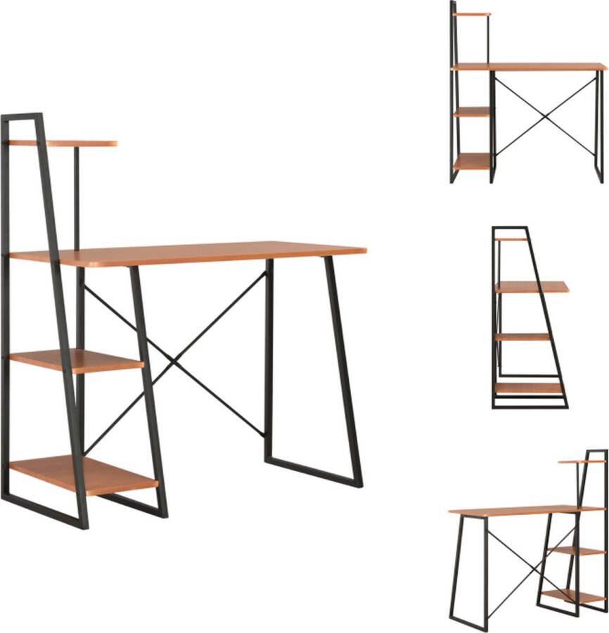 VidaXL Bureau Bureaus Bureau Met Schappen Bureaus Met Schappen Bureau met schappen 102x50x117 cm zwart en bruin - Foto 2