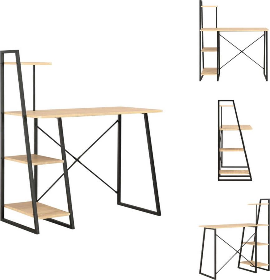 VidaXL Bureau Bureaus Bureau Met Schappen Bureaus Met Schappen Bureau met schappen 102x50x117 cm zwart en eikenkleurig