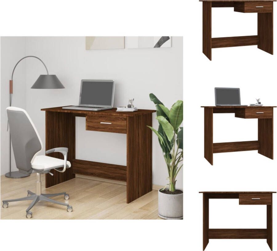 vidaXL Bureau Bruineiken Schrijftafel met lade 100 x 50 x 76 cm Multifunctioneel Bureau