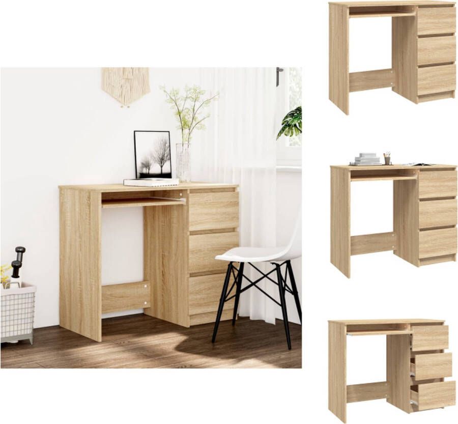 VidaXL Bureau Bureaus Tafel Tafels Bureau 90x45x76 cm bewerkt hout sonoma eikenkleurig - Foto 2