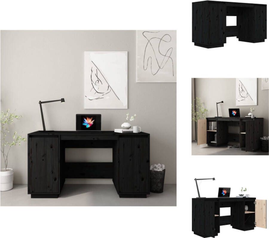 VidaXL Bureau Bureaus Houten Bureau Schrijftafel Bureau 140x50x75 cm massief grenenhout zwart