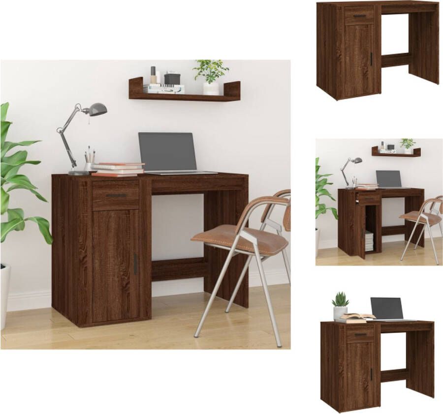 VidaXL Bureau Computer Bruineiken 100 x 49 x 75 cm Duurzaam bewerkt hout Bureau