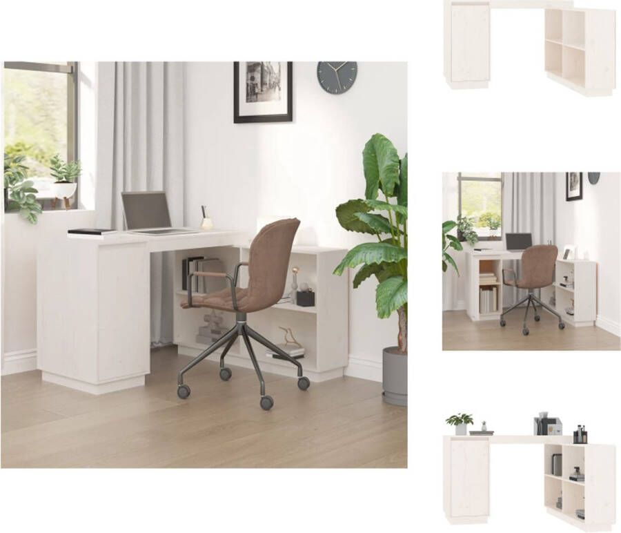 VidaXL Bureau Bureaus Houten Bureau Schrijftafel Bureau 110x50x75 cm massief grenenhout wit - Foto 2