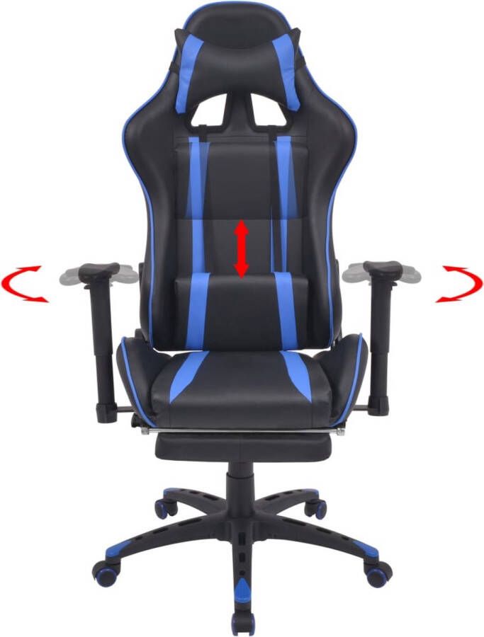 VidaXL Bureau- gamestoel verstelbaar met voetensteun blauw Bureaustoel Inclusief Onderhoudsset