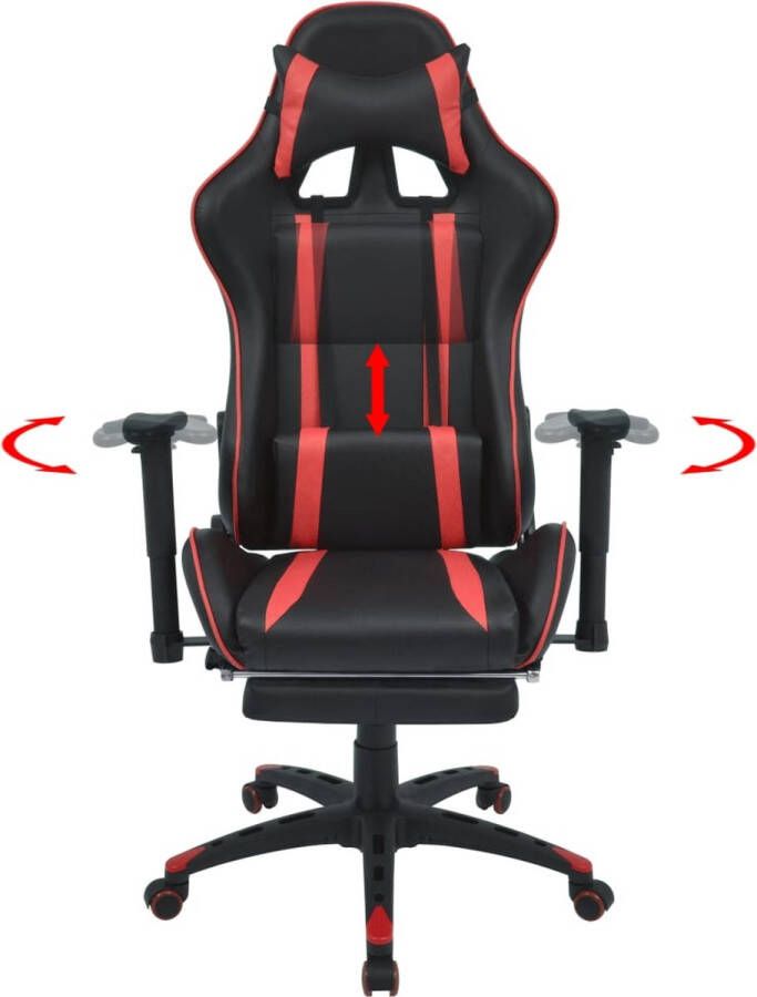 VidaXL Bureau- gamestoel verstelbaar met voetensteun rood Bureaustoel Inclusief Onderhoudsset
