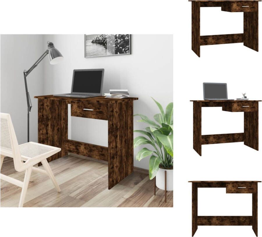 VidaXL Bureau Gerookt Eiken 100 x 50 x 76 cm opbergruimte multifunctioneel Bureau