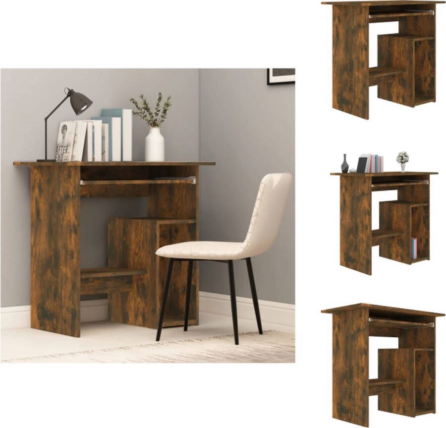 VidaXL Bureau Gerookt eiken 80x45x74 cm Strak en modern Bureau