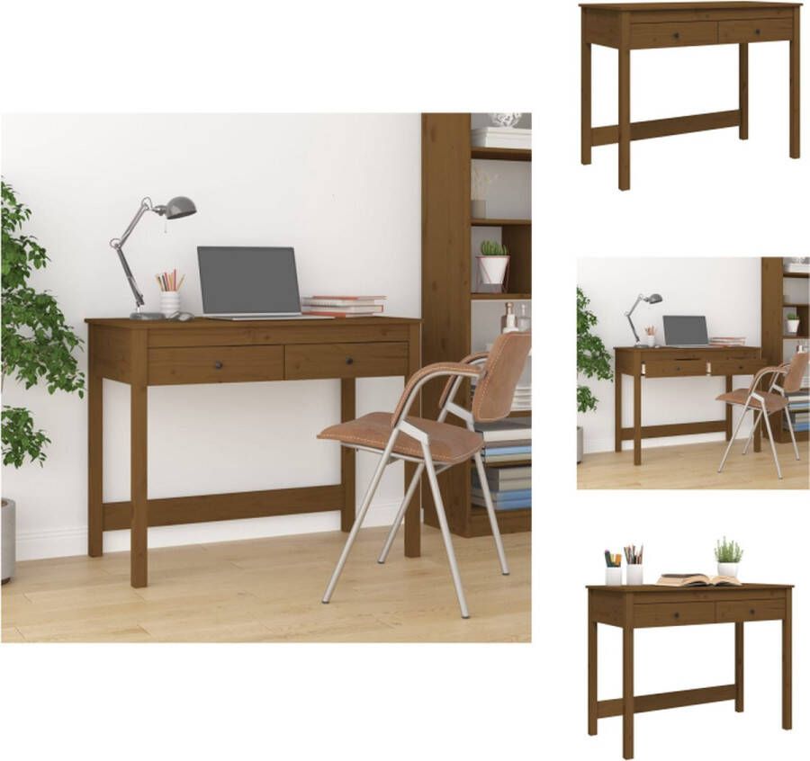 VidaXL Bureau Bureaus Houten Bureau Schrijftafel Bureau met lades 100x50x78 cm massief grenenhout honingbruin
