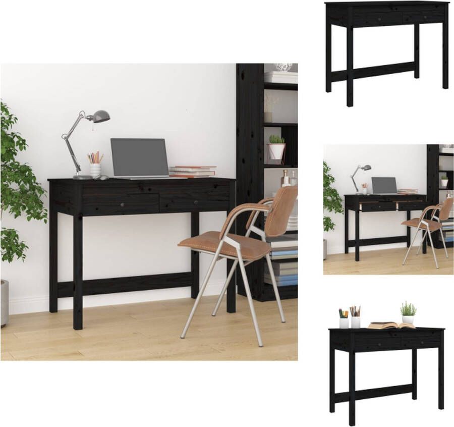 VidaXL Bureau Bureaus Houten Bureau Schrijftafel Bureau met lades 100x50x78 cm massief grenenhout zwart