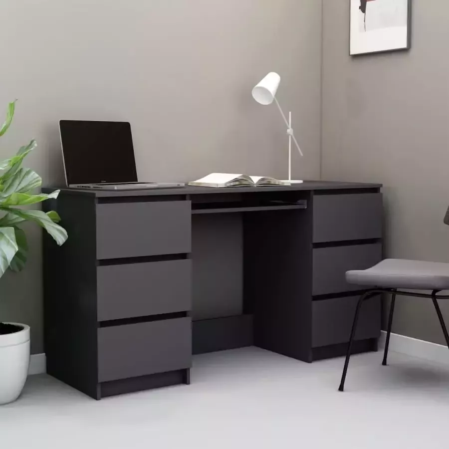 VidaXL Bureau grijs 140x50x77 cm spaanplaat