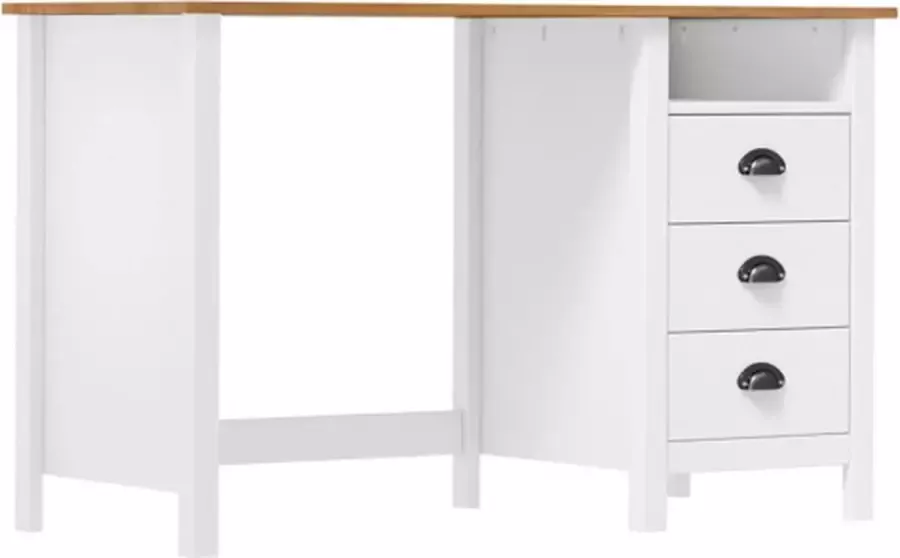 VidaXL Bureau Hill Range met 3 lades 120x50x74 cm massief grenenhout - Foto 2