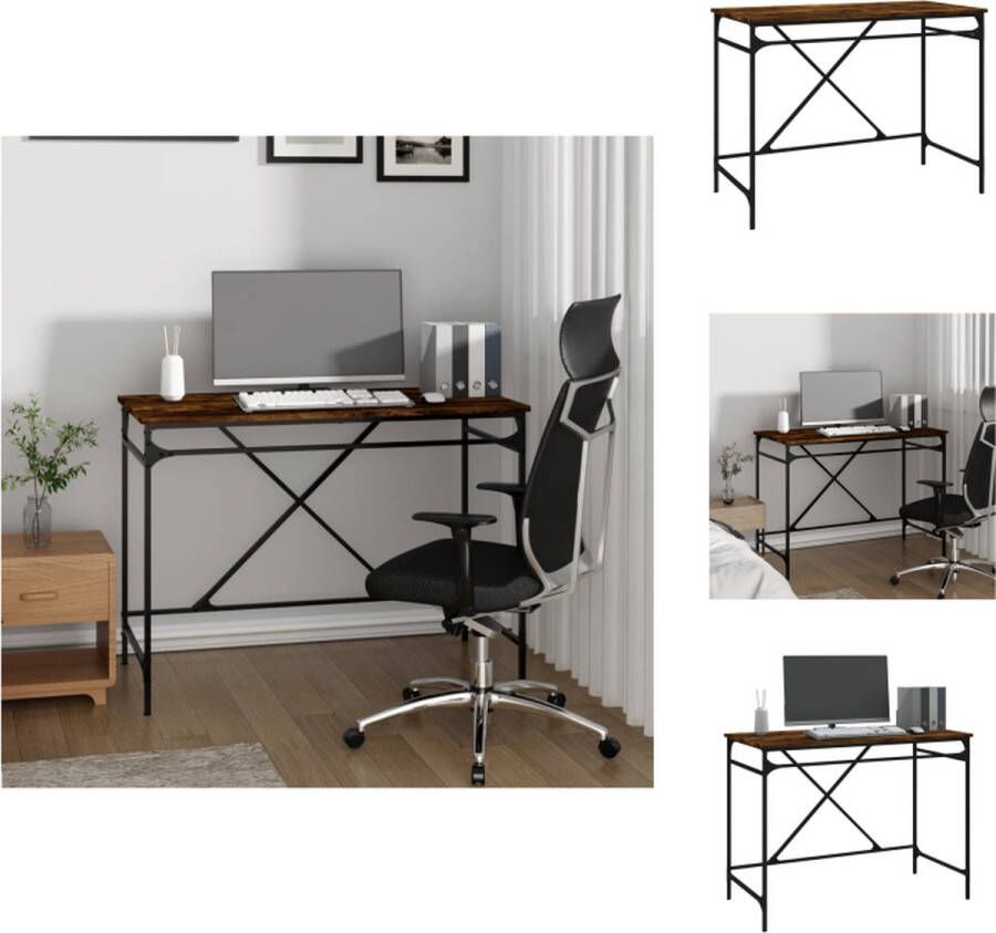 vidaXL Bureau Industrieel 100 x 50 x 75 cm Gerookt Eiken Bureau