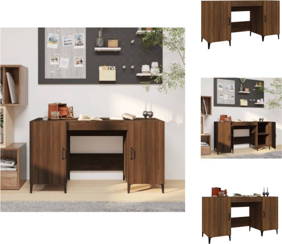 vidaXL Bureau Industrieel 140 x 50 x 75 cm Bruineiken Bureau