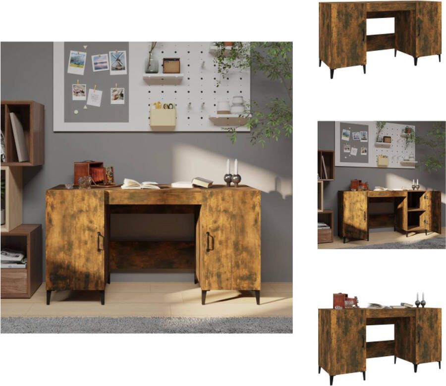 vidaXL Bureau Industrieel 140 x 50 x 75 cm Gerookt eiken Inclusief montagehandleiding Bureau