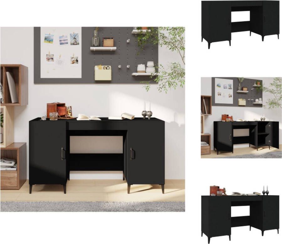 vidaXL Bureau Industrieel 140 x 50 x 75 cm Zwart Bureau