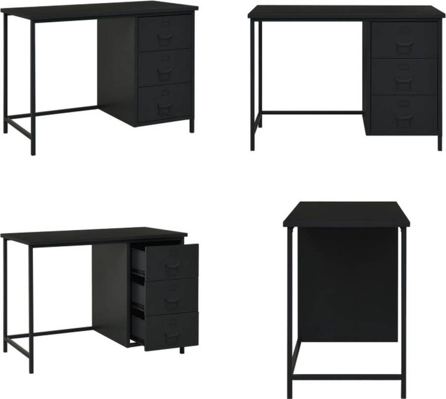 VidaXL Bureau industrieel met lades 105x52x75 cm staal zwart Bureau Bureaus Schrijftafel Schrijfbureau