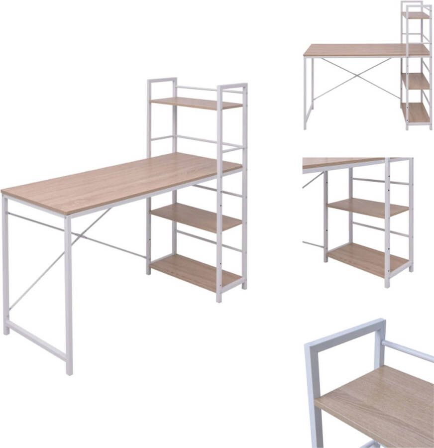 VidaXL Bureau Bureaus Schrijfbureau Schrijfbureaus Bureau met boekenkast 4-laags eikenkleurig