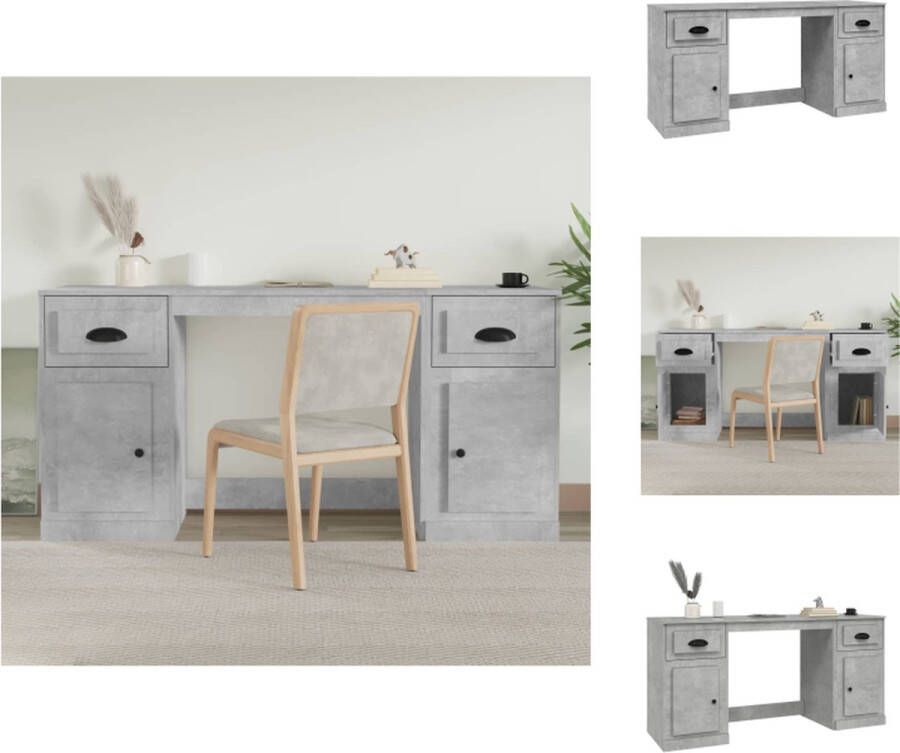 VidaXL Bureau Met Kast Bureaus Met Kasten Schrijftafel Met Kast Bureau met kast bewerkt hout betongrijs