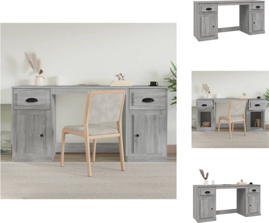 VidaXL Bureau Met Kast Bureaus Met Kasten Schrijftafel Met Kast Bureau met kast bewerkt hout grijs sonoma eikenkleurig - Foto 3