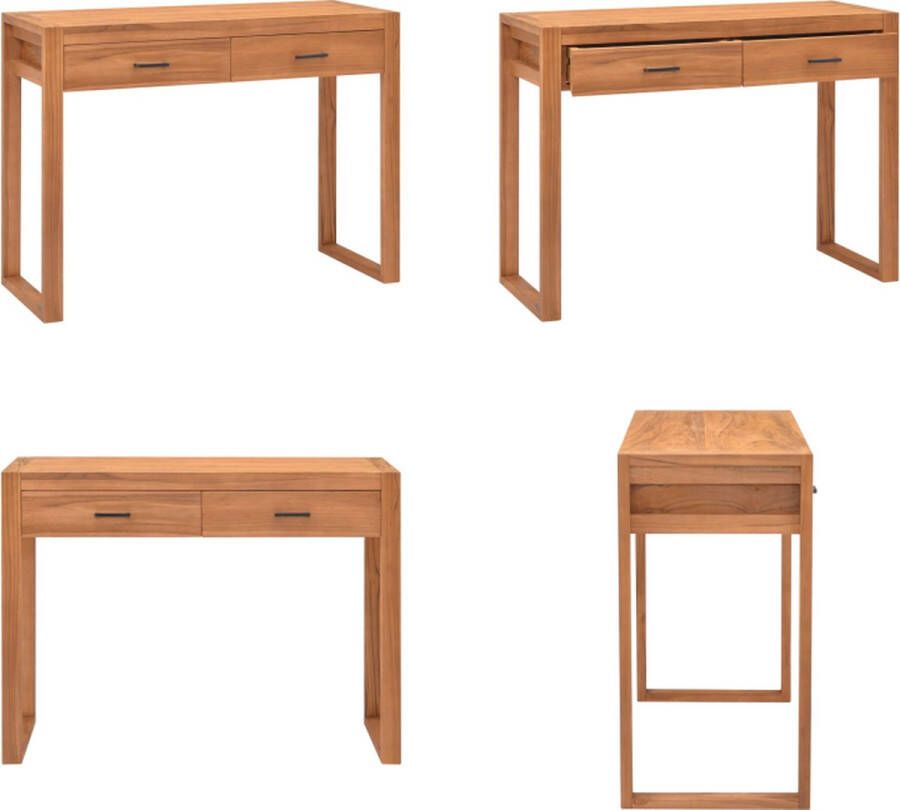 VidaXL Bureau met 2 lades 100x40x75 cm gerecycled teakhout Bureau Bureaus Houten Bureau Houten Bureaus