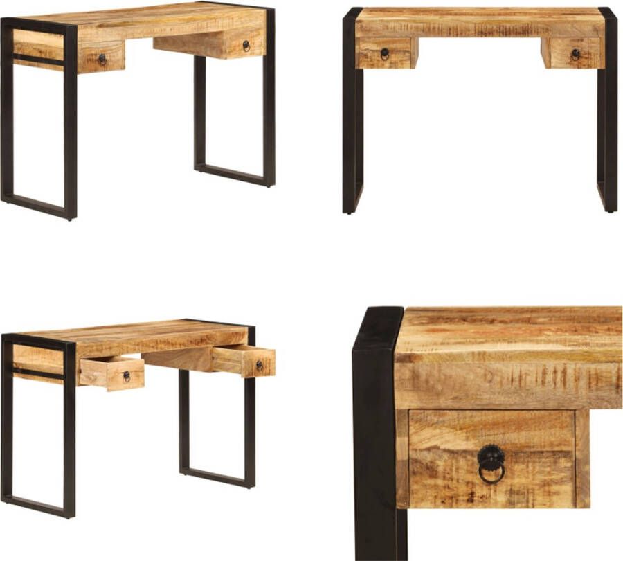 VidaXL Bureau met 2 lades 110x50x77 cm massief mangohout Schrijftafel Schrijftafels Tafel Tafels