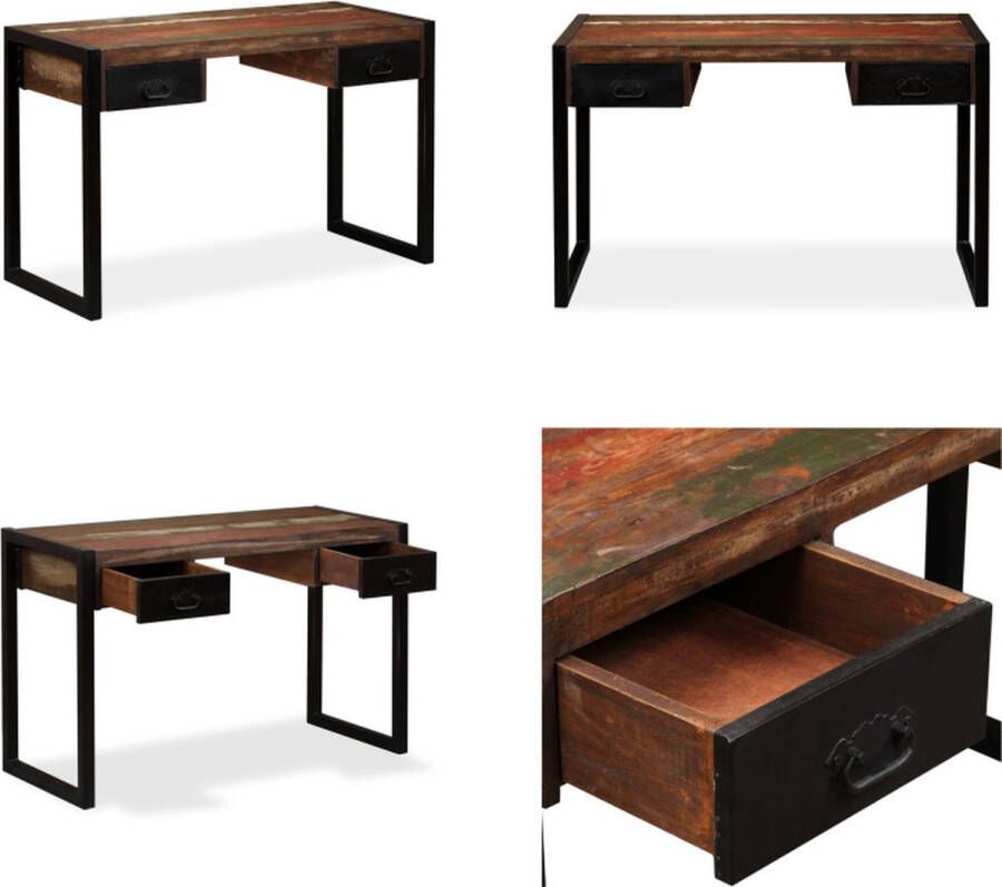 VidaXL Bureau met 2 lades 120x50x76 cm massief gerecycled hout Bureau Bureaus Computertafel