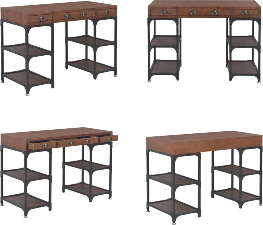 VidaXL Bureau met 3 lades 110x50x78 cm massief vurenhout Bureau Bureaus Tafel Tafels
