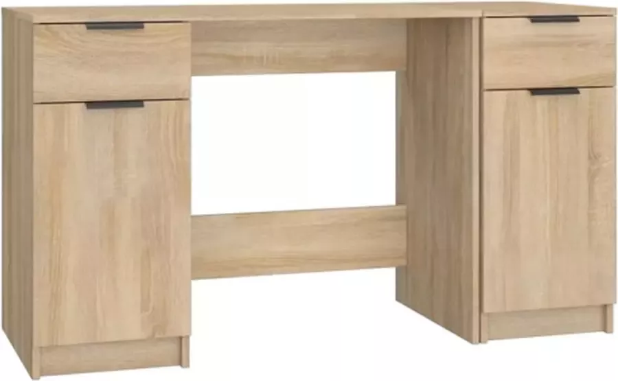 VidaXL -Bureau-met-bijzetkast-bewerkt-hout-sonoma-eikenkleurig - Foto 4