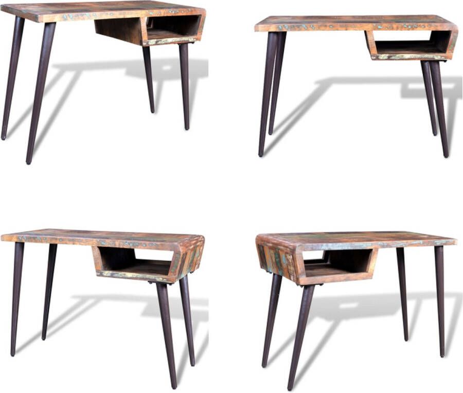 VidaXL Bureau met ijzeren poten gerecycled hout Bureau Computerbureau Computer Bureau PC Bureau