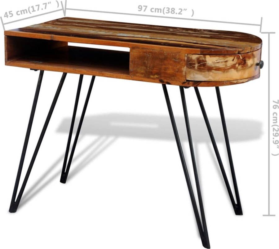 VidaXL -Bureau-met-ijzeren-poten-massief-gerecycled-hout - Foto 2