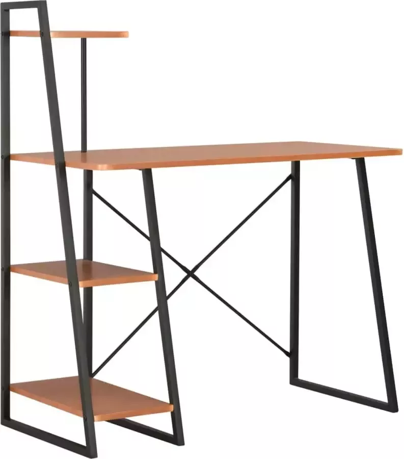 VidaXL Bureau met kast 102x50x117 cm zwart en donkerbruin