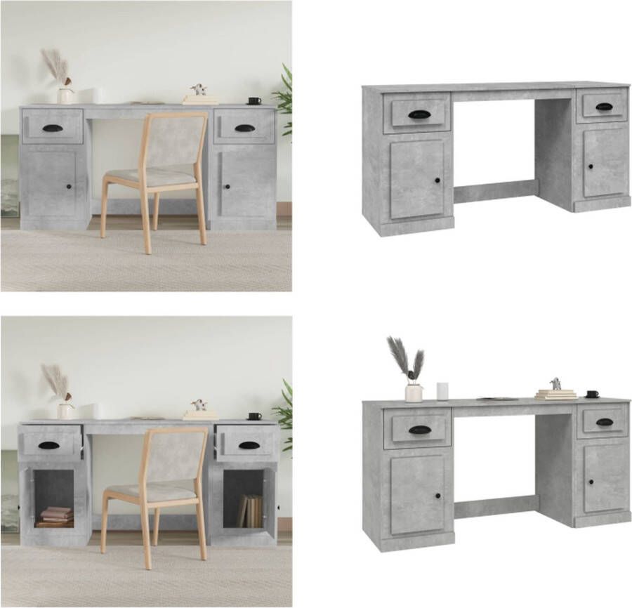 VidaXL Bureau met kast bewerkt hout betongrijs Bureau Met Kast Bureaus Met Kasten Schrijftafel Met Kast