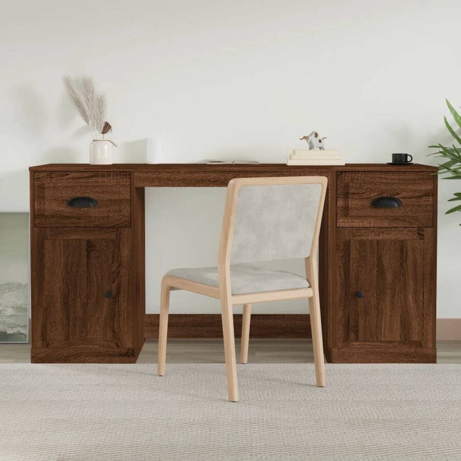 VidaXL -Bureau-met-kast-bewerkt-hout-bruineikenkleurig - Foto 2