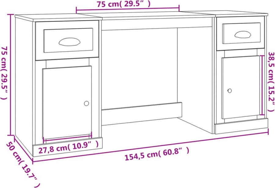 VidaXL -Bureau-met-kast-bewerkt-hout-gerookt-eikenkleurig - Foto 2