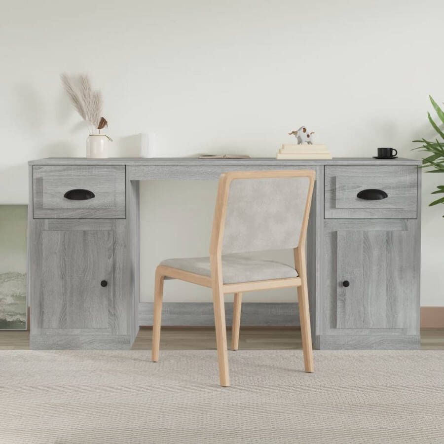 VidaXL -Bureau-met-kast-bewerkt-hout-grijs-sonoma-eikenkleurig - Foto 1