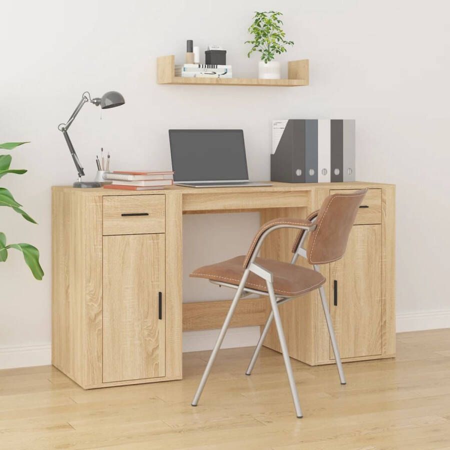 VidaXL -Bureau-met-kast-bewerkt-hout-sonoma-eikenkleurig - Foto 3