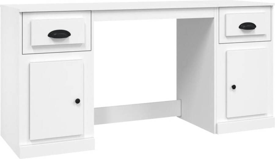 VidaXL -Bureau-met-kast-bewerkt-hout-wit - Foto 2