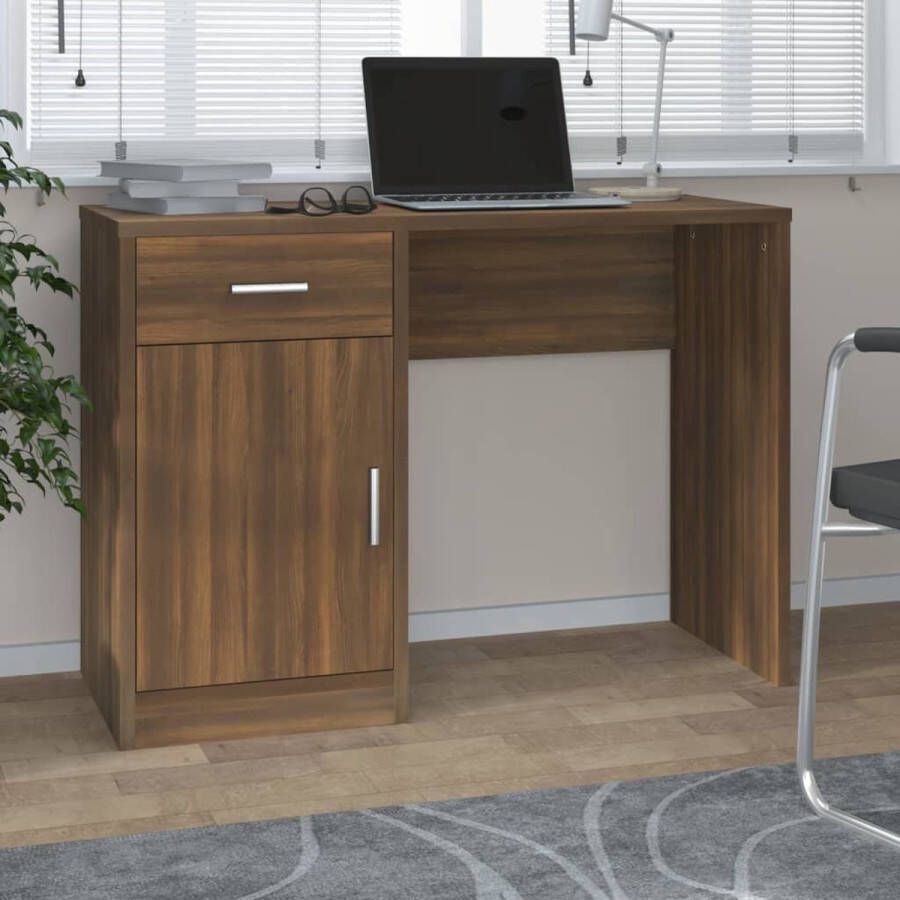 VidaXL -Bureau-met-kast-en-lade-100x40x73-cm-bewerkt-hout-bruineiken - Foto 2