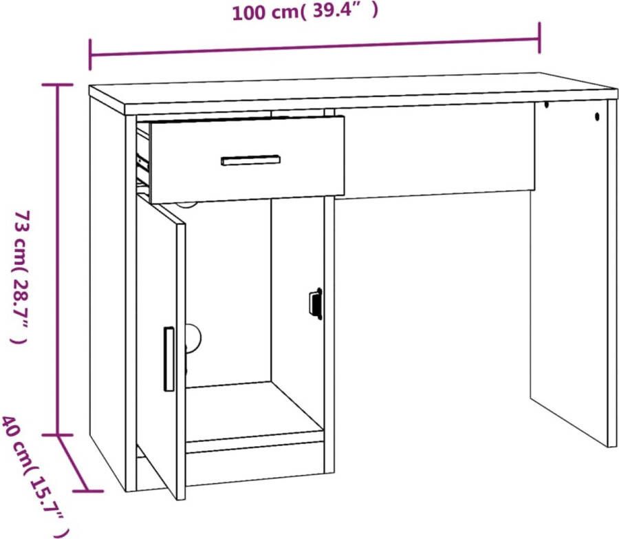 VidaXL -Bureau-met-kast-en-lade-100x40x73-cm-bewerkt-hout-gerookt-eiken - Foto 2