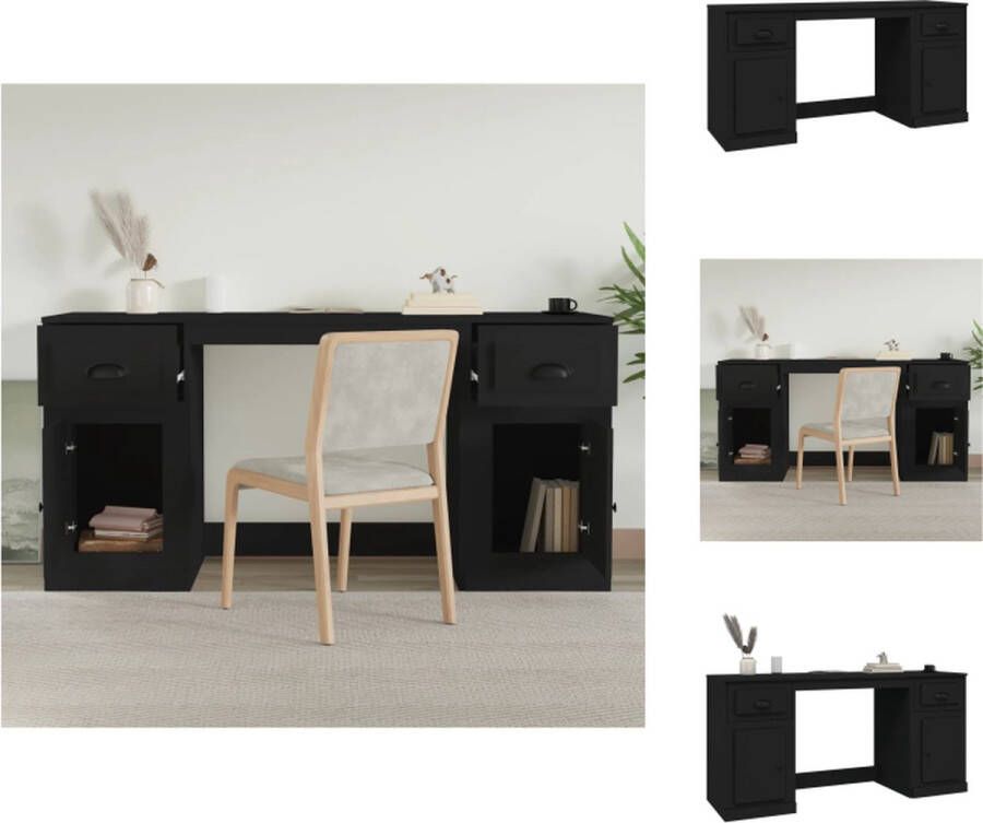 VidaXL Bureau met Kast Zwart 154.5 x 50 x 75 cm Duurzaam bewerkt hout Bureau